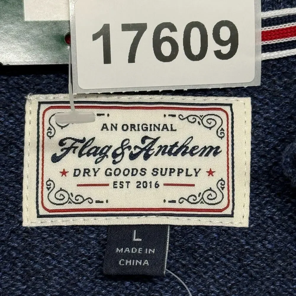 Flag & Anthem Sweater Men Large Blue Mixed Stitch Charmaine 1/4 Zip Pullover NWT - Picture 12 of 12